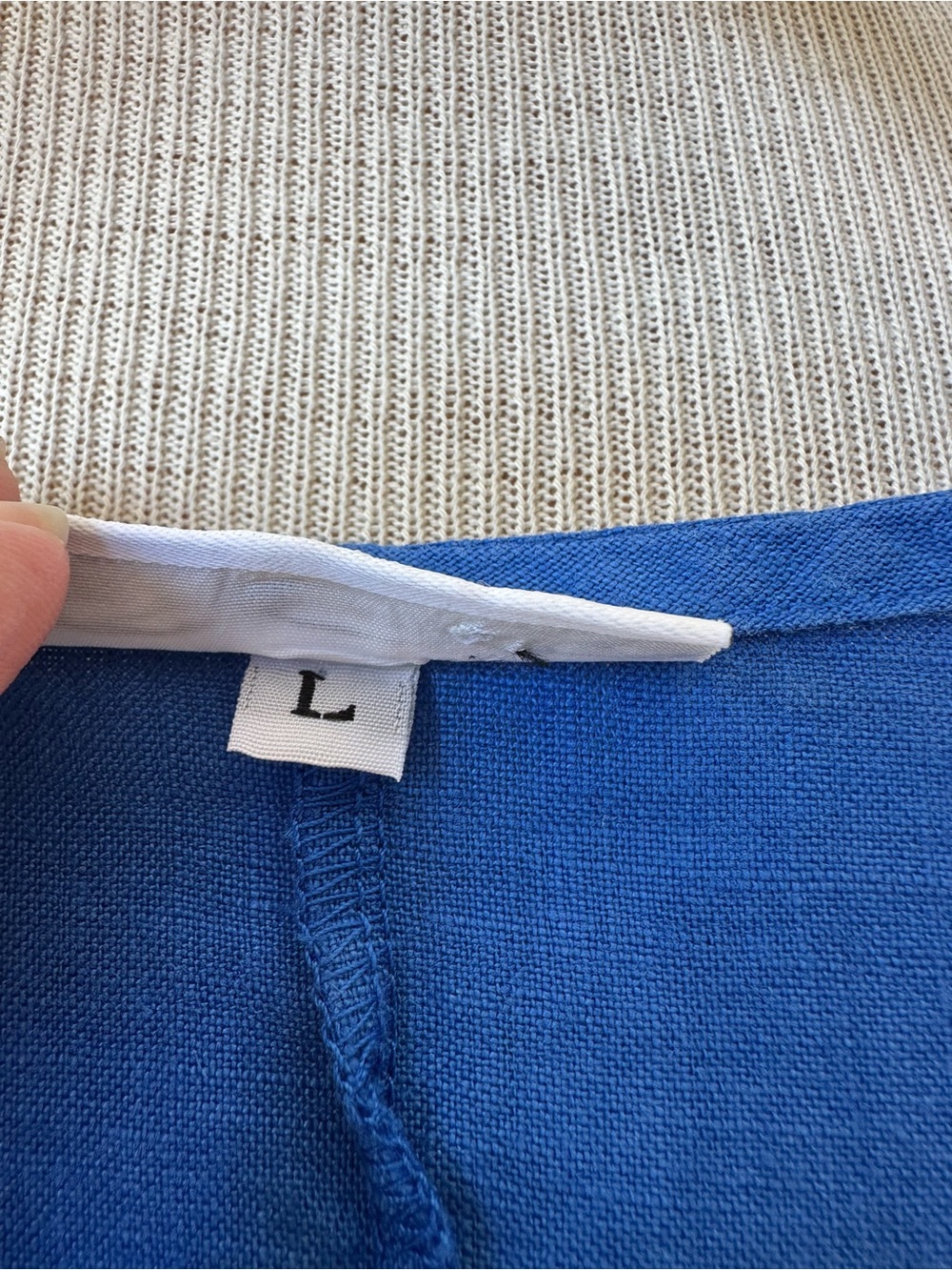 bryn Walker linen French blue dress, size large - Picture 15 of 15